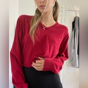 Red crop sweater